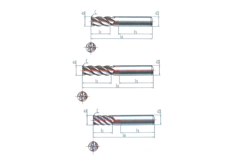 整體(tǐ)硬质(zhì)合金通用(yòng)立铣刀(dāo)(45°)43≤HRC≤62